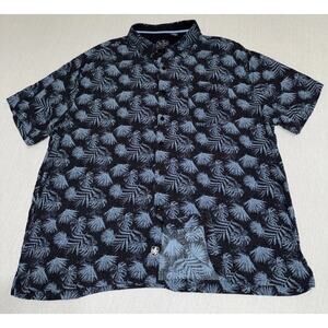 Nat Nast shirt mens 2XL XXL blue geometric all over silk blend short sleeve